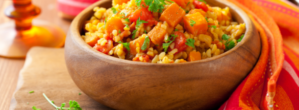 Bulgur con zucca e pomodorini